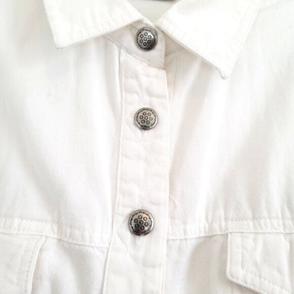 Ignite Basics White Denim Western Top with Metal buttons Women’s Large EUC - Picture 4 of 8